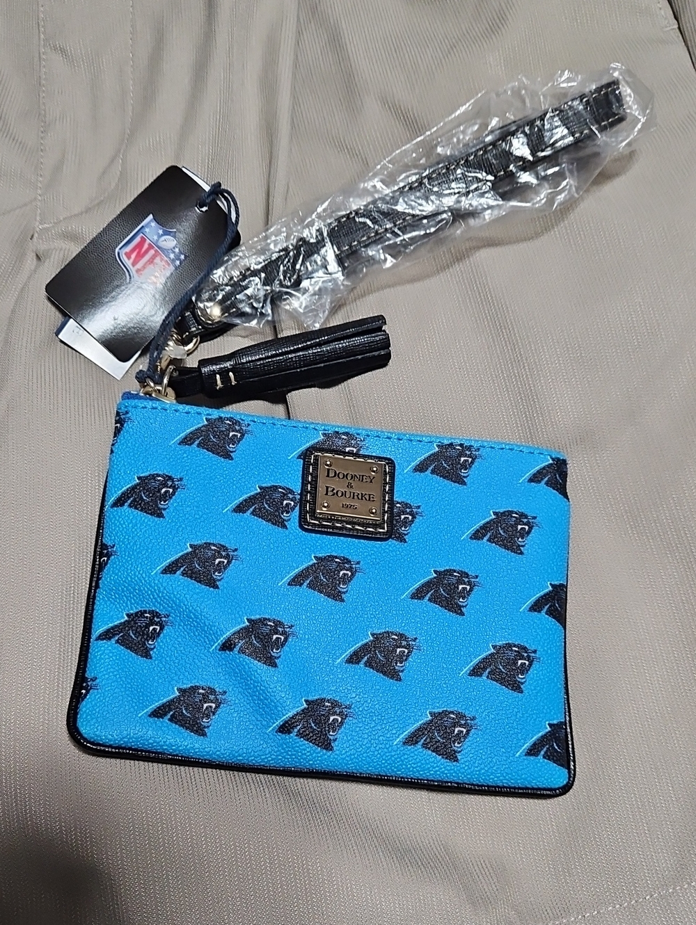 Dooney & Bourke Blue and Black Panthers Wristlet
